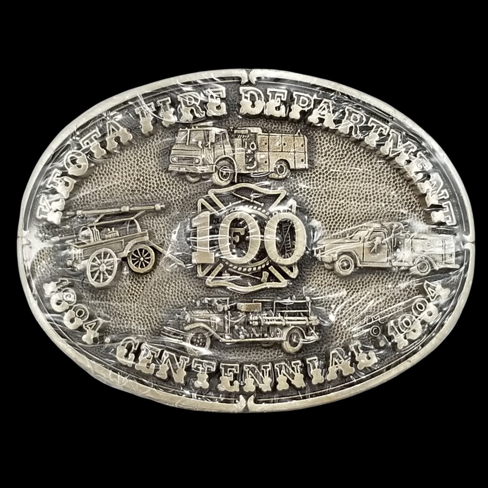 NEW Keota Fire Department Centennial 1884-1984 Solid Brass Belt Buckle Vintage